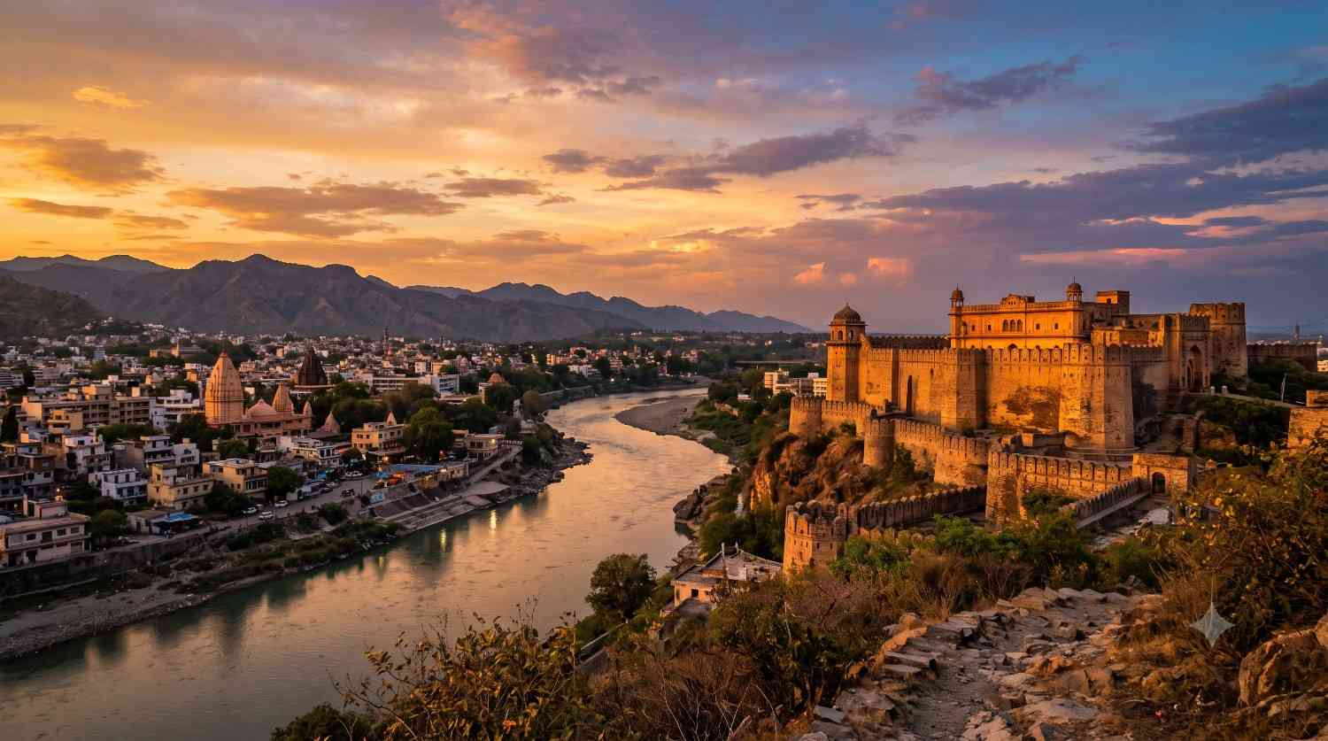 Historic Bahu Fort overlooking the Tawi river in Jammu